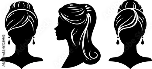 Elegant Female Head Vector. Face Vector Illustration. Simple Elegant Silhouette Vector Art. Incredible Silhouette Vectors. Perfect Neat and Clean Vector Art of Human Head. Black Color Profile Vector.