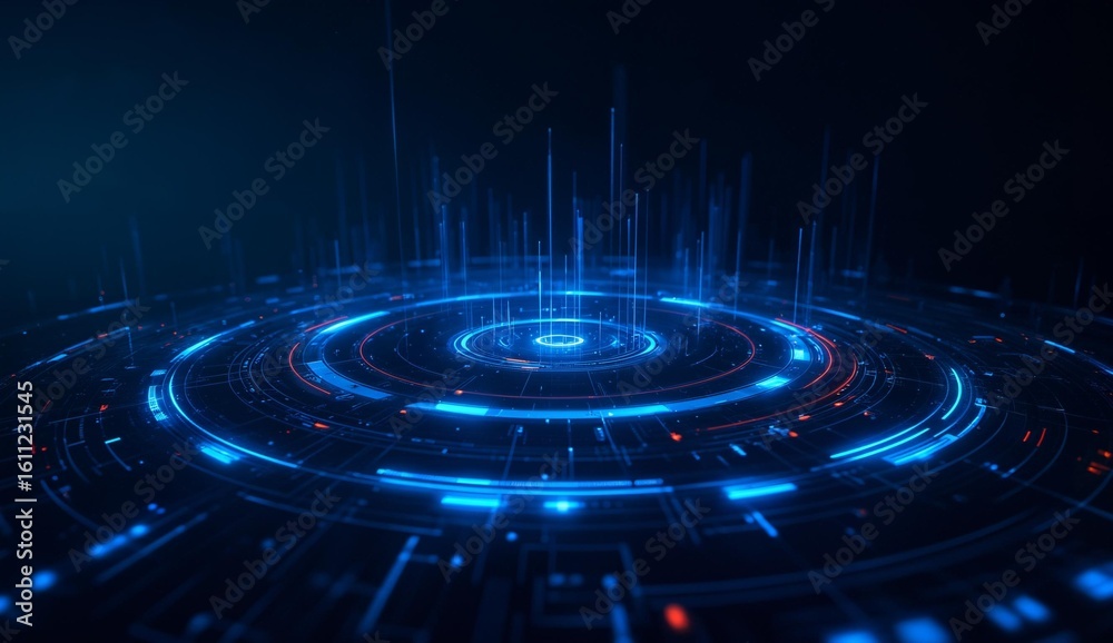 Obraz premium Futuristic Circular Interface with Blue Light Patterns