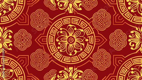 chinese patterns style geometrical ornament with repeating elements dark red colors backgrounds for chinese new year backgrounds, surface textures, books covers, banners,