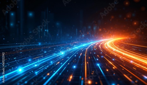 Dynamic Light Streams in a Futuristic Setting