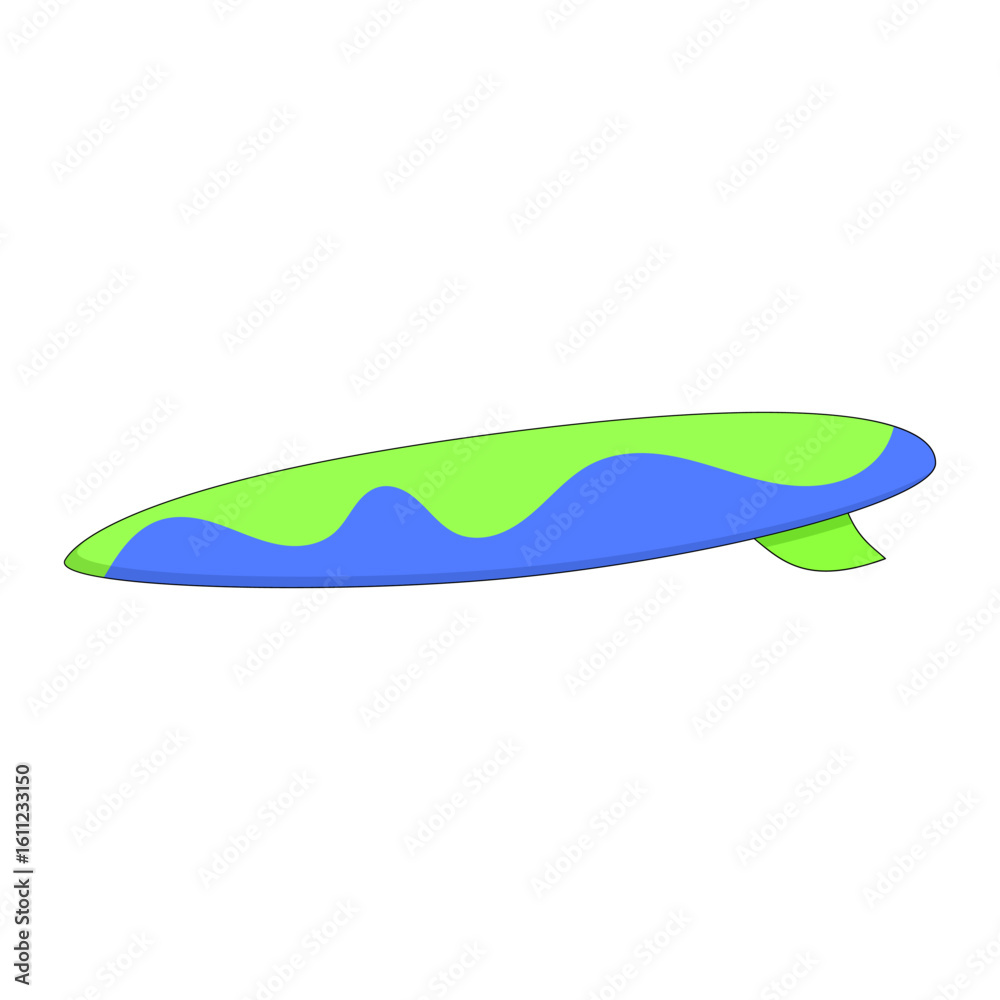 Fototapeta premium Blue and green surfboard. Water sports. Sports equipment. Vector illustration