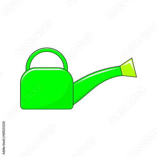 plant watering can. green plastic watering can. furniture. gardening. vector illustration