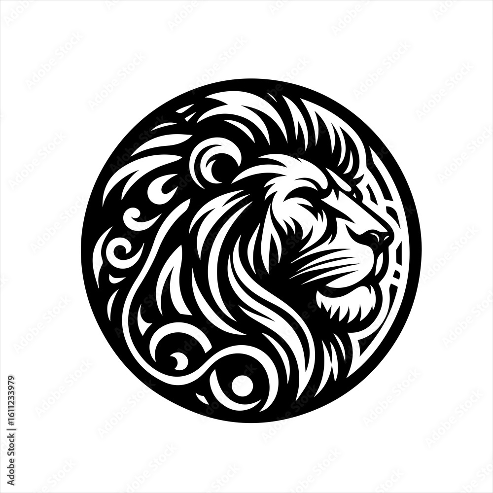 Stylized Black Lion Head Emblem. Stylized Black Lion Head Emblem.