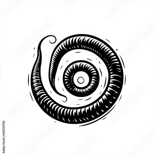 Abstract Black and White Swirl with Jagged Edges.