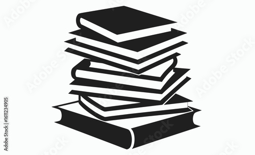 Book stack silhouette, reading material icon, library vector illustration, book vector silhouette illustration