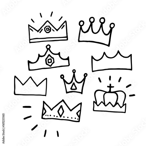 crown icon doodle crowns royal king queen vector illustration