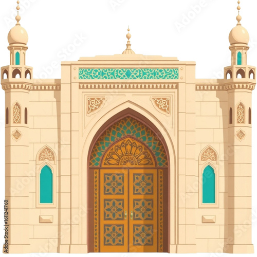 Majestic gate entrance of a masjid