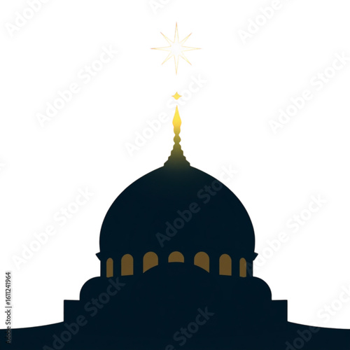 Star over a mosque dome silhouette