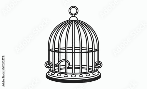 Bird cage silhouette, caged bird vector, aviary icon illustration, bird cage silhouette vector illustration 