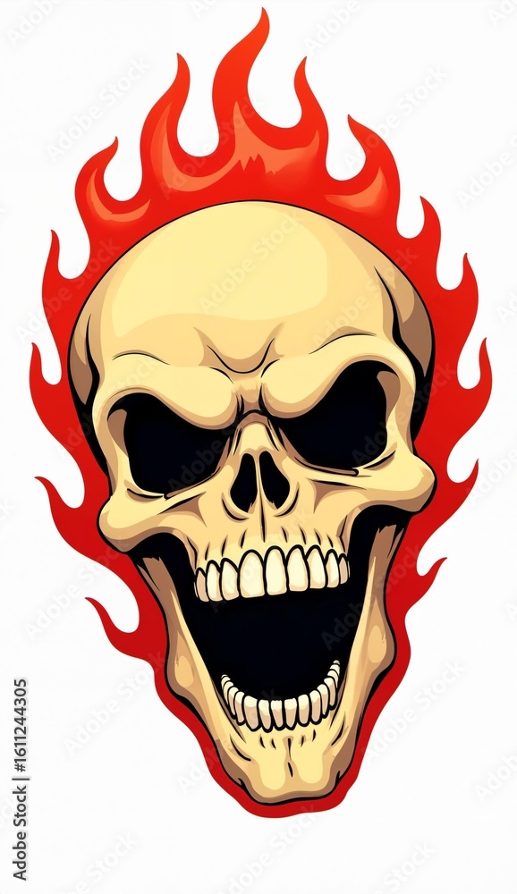 Fototapeta premium Skull with Fiery Flames: A Graphic Illustration