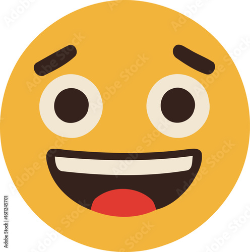 Happy yellow cartoon face vector symbol of joy and fun