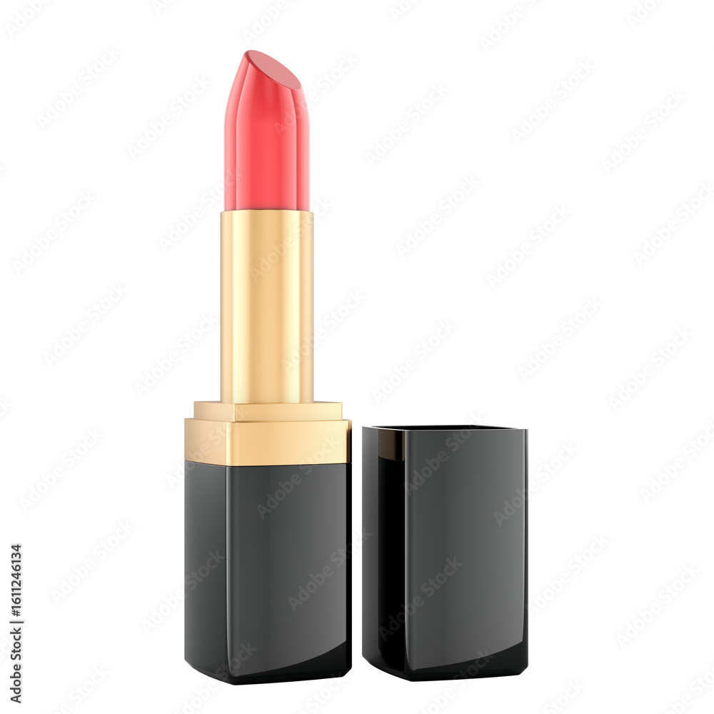 Obraz premium Red lipstick in black case. 3D rendering