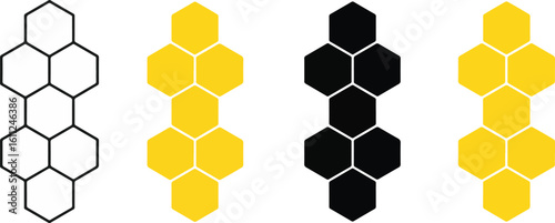 Honey comb sign. Vector Illustration .Natural honeycomb icons collection.  Honey symbol.