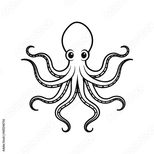 An octopus line art vector illustration