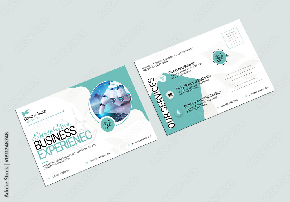 Business Postcard Template Layout Stock Template | Adobe Stock