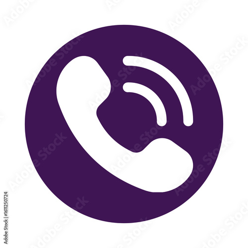 Simple white telephone call symbol isolated on back ground