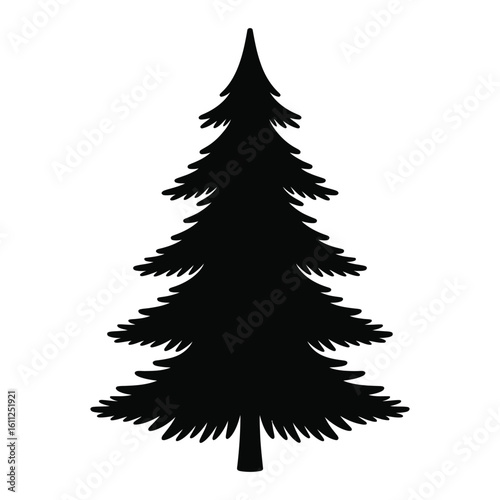 Simple Black Christmas Tree Silhouette: Festive Evergreen Holiday Icon.
