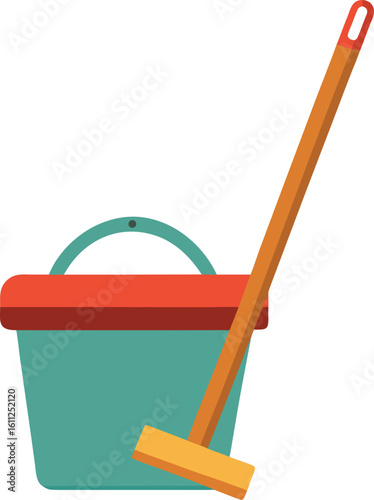 Vector illustration of a bucket with sweeping handle