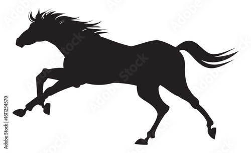 全速力で駆ける馬のシルエット