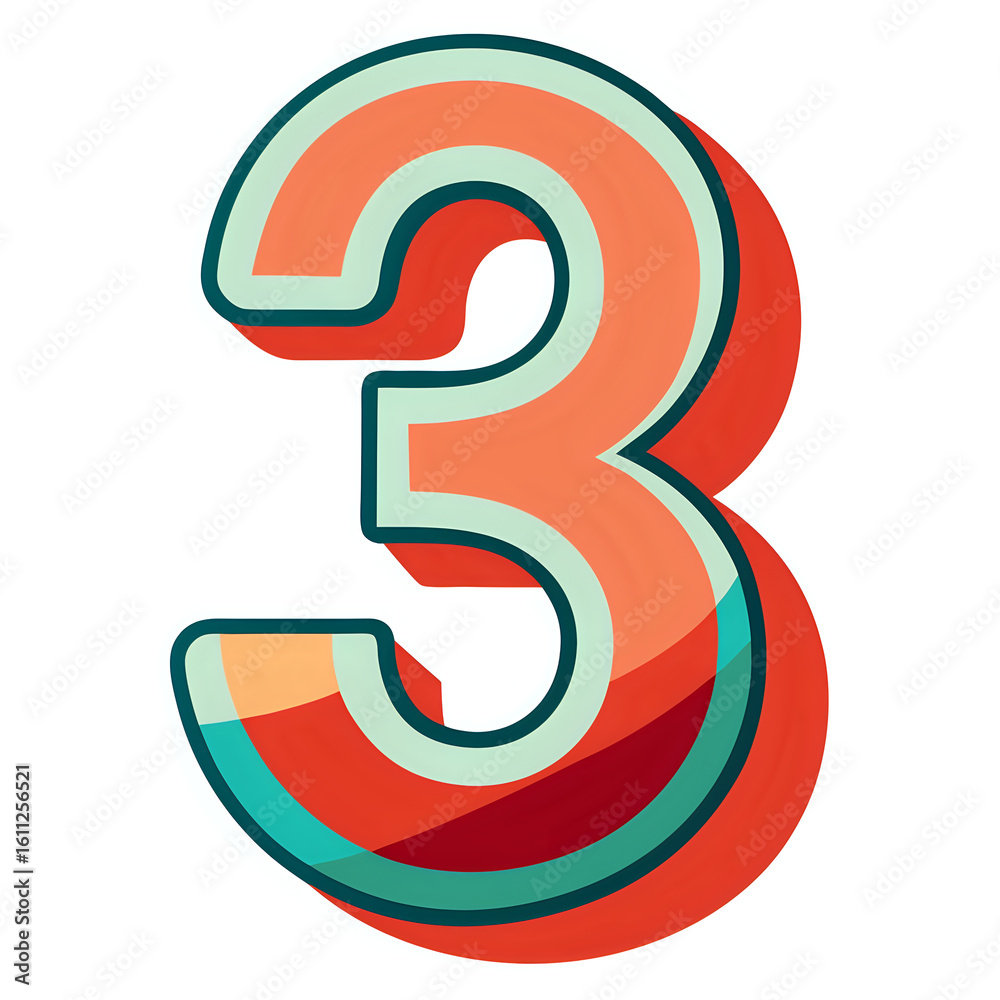 Naklejka premium number 3 ,vector illustration white background