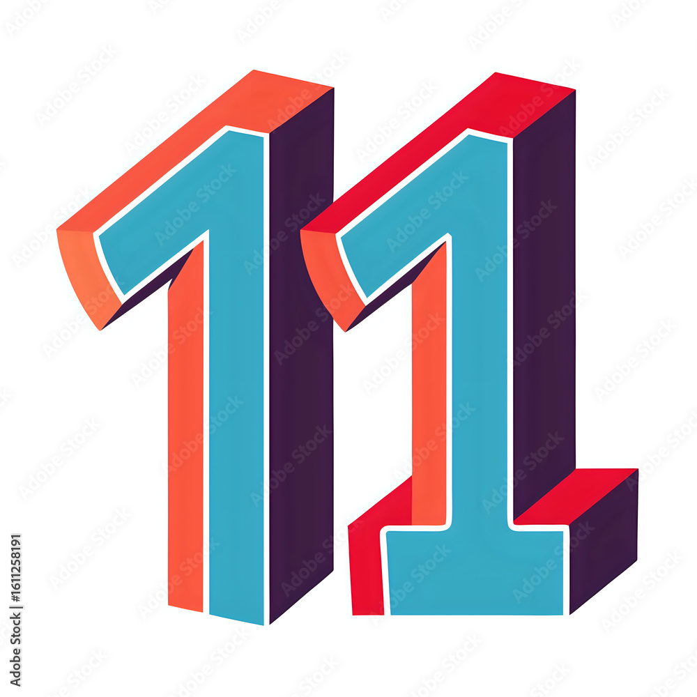Fototapeta premium number 11 ,vector illustration white background