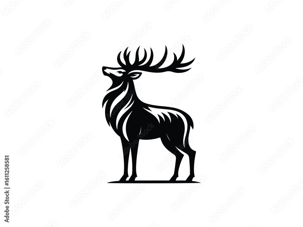 Fototapeta premium vector illustration with wild animal silhouette style and antler-themed design elements
