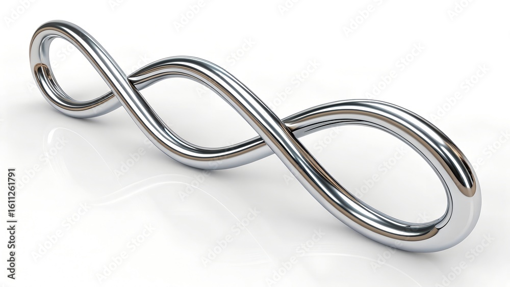 Fototapeta premium 3D Chrome squiggle line isolated. Metallic tangled line 3D element, abstract metal curve.