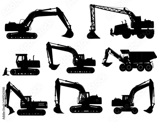 Wallpaper Mural Construction Equipment Silhouettes Torontodigital.ca