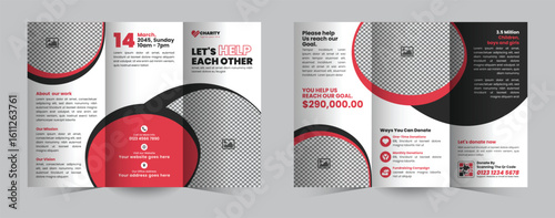 Charity Trifold Brochure Design Template for Donation Campaign and Fundraising Event