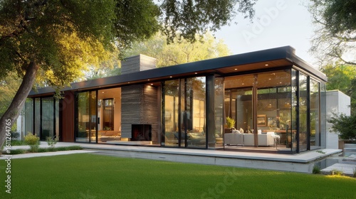 Sleek Modern House Design with Large Sliding Glass Doors