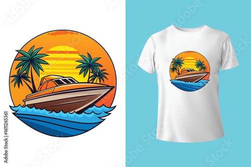 Unique t-shirt design for sailing aboard a boat at sea and oceans - vintage retro design - old sailing boat T-Shirt Design 2025 #01 (Pixel perfect vector t-shirt template)