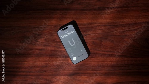 Wallpaper Mural Smartphone with Unknown Caller on Wooden Surface Displayed Close Up Torontodigital.ca