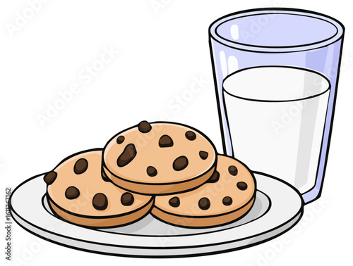 Milk and cookies clipart illustration, isolated 