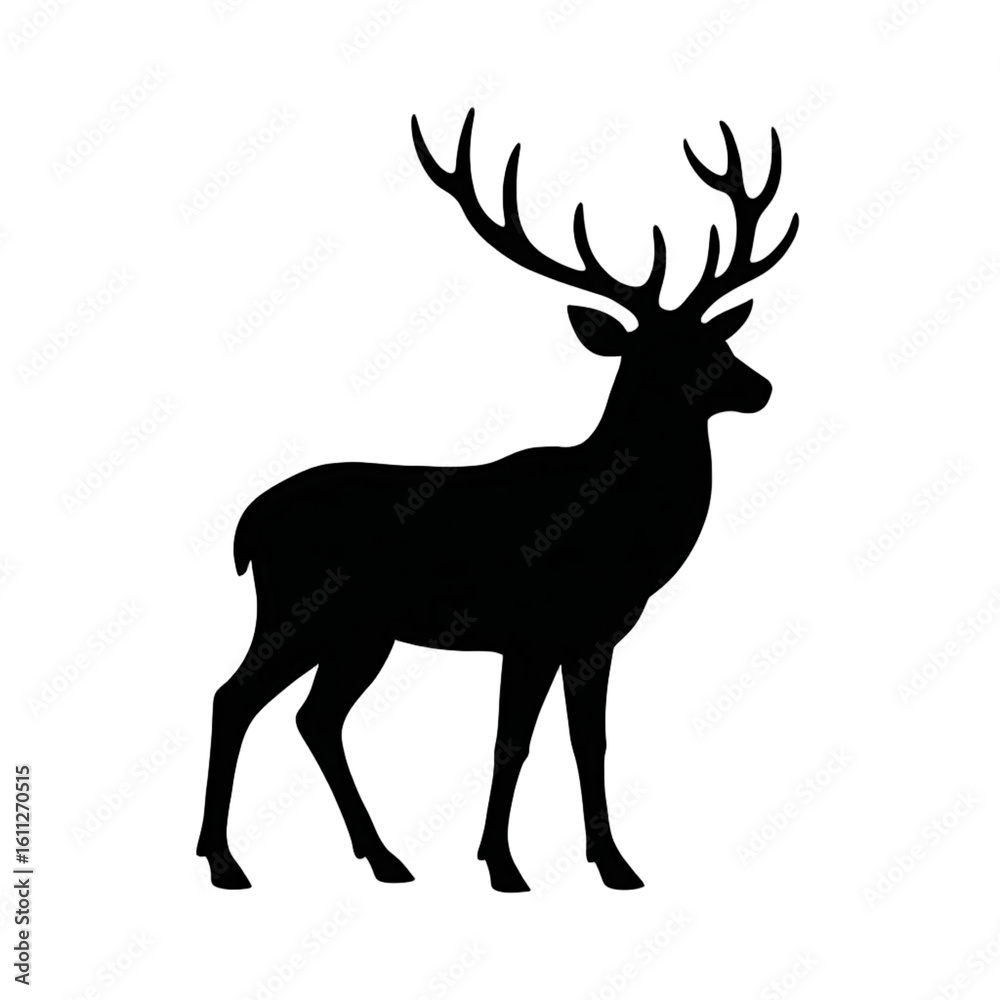 Obraz premium Graphic black silhouettes of wild deers