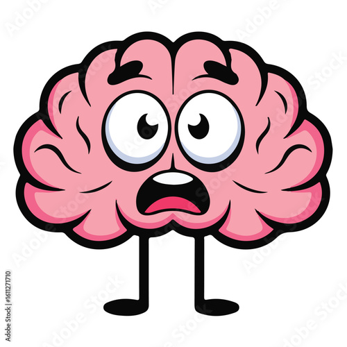 Cartoon Brain with Surprised Expression