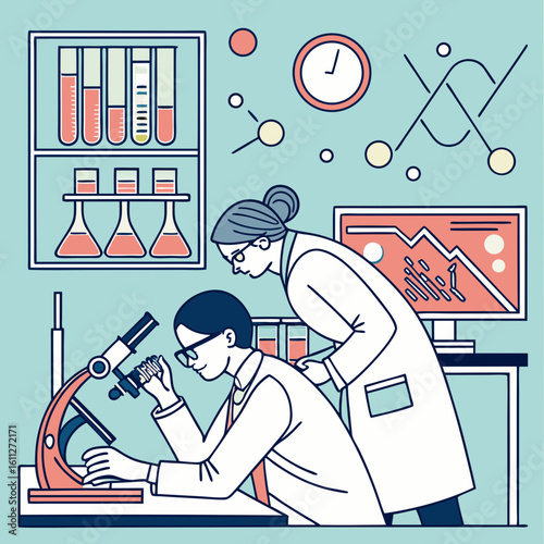 Two Scientists Collaborating in a Medical Laboratory