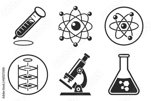 Science Laboratory Equipment Icons Collection.