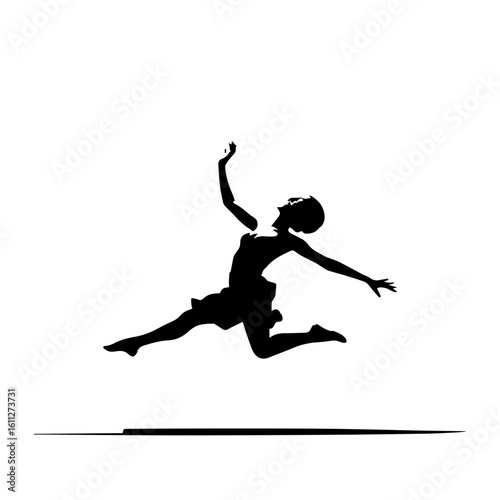 Graceful Woman Mid-Air Jump Silhouette