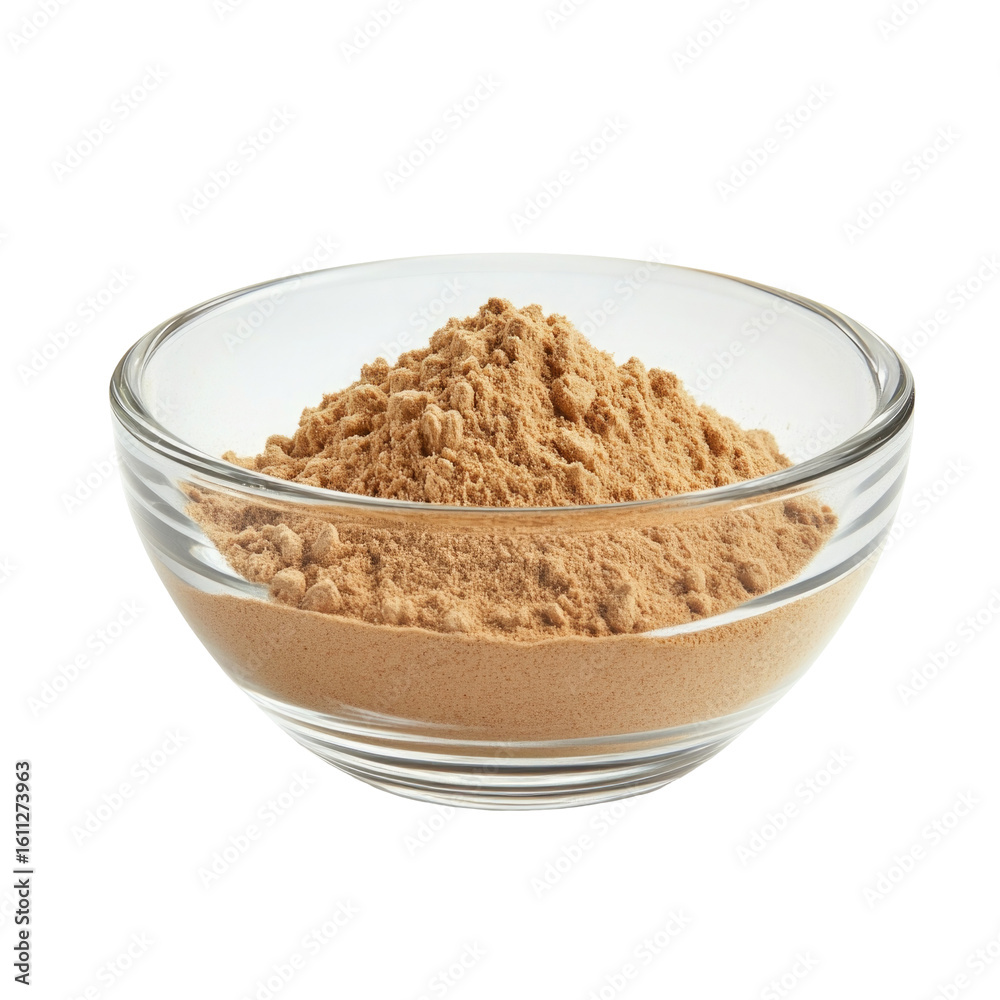 Bowl of ground ginger spice isolated on transparent background Bowl of ground ginger spice isolated on transparent background