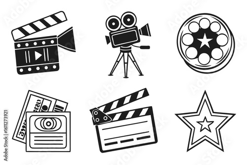 Vintage Film Production Icons and Symbols.