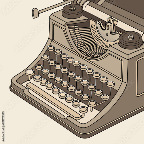 Vintage Brown Typewriter Illustration