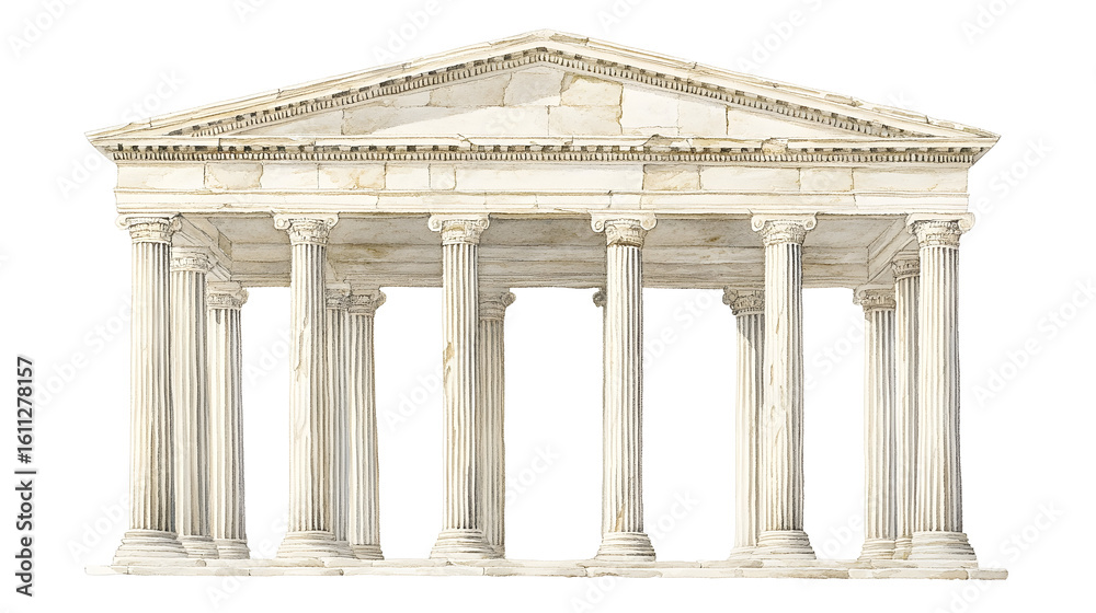 Naklejka premium Ancient greek parthenon structure with classical columns