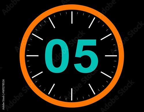 Digital timer displaying 5 minutes