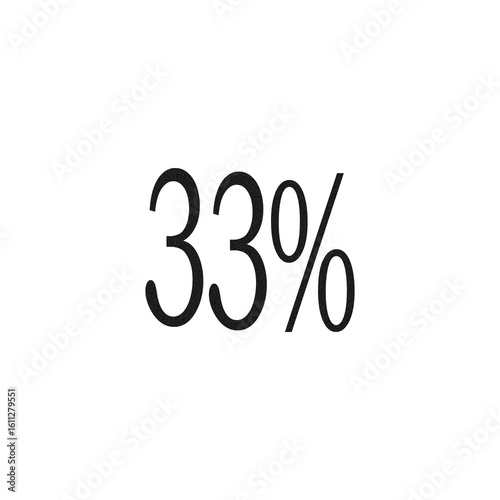 Thirty three percent symbol isolated on transparent background
