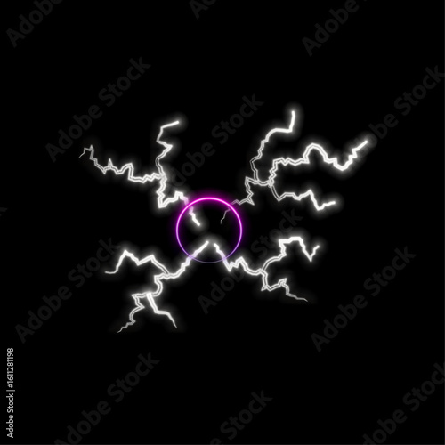 Lightning board neon sign on black background. neon beam. Vector illustration