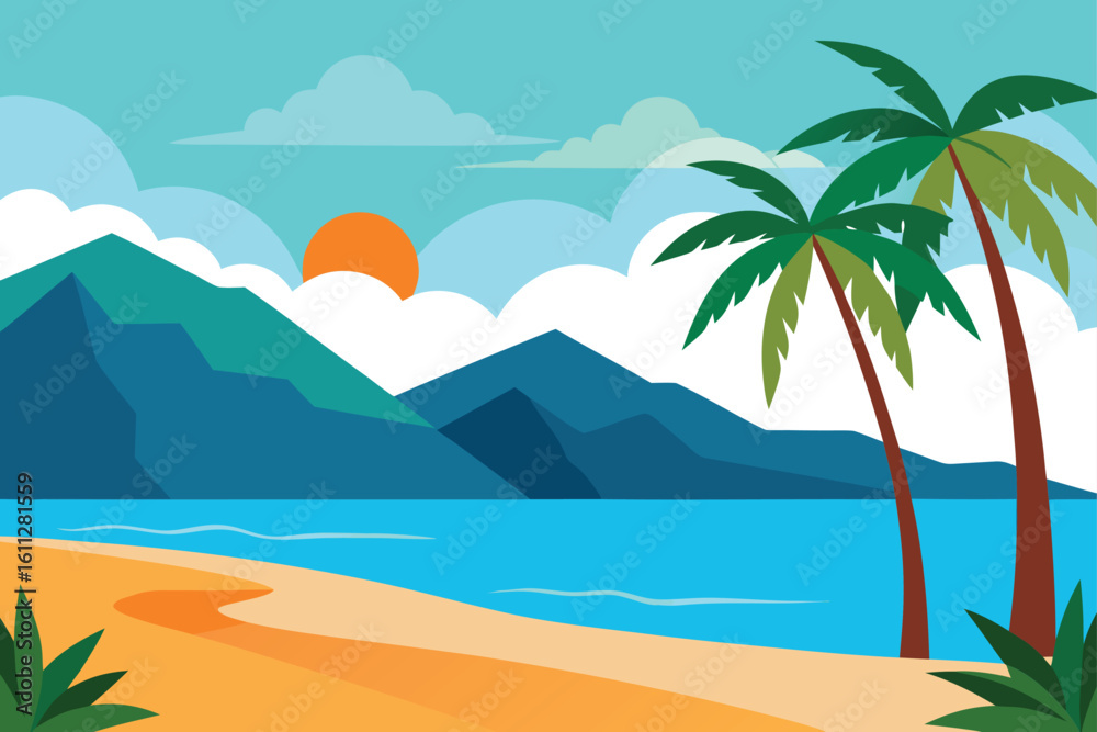 Obraz premium tropical island with palm trees