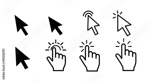 Computer mouse click icons set. Pointer cursors for web and interface design.