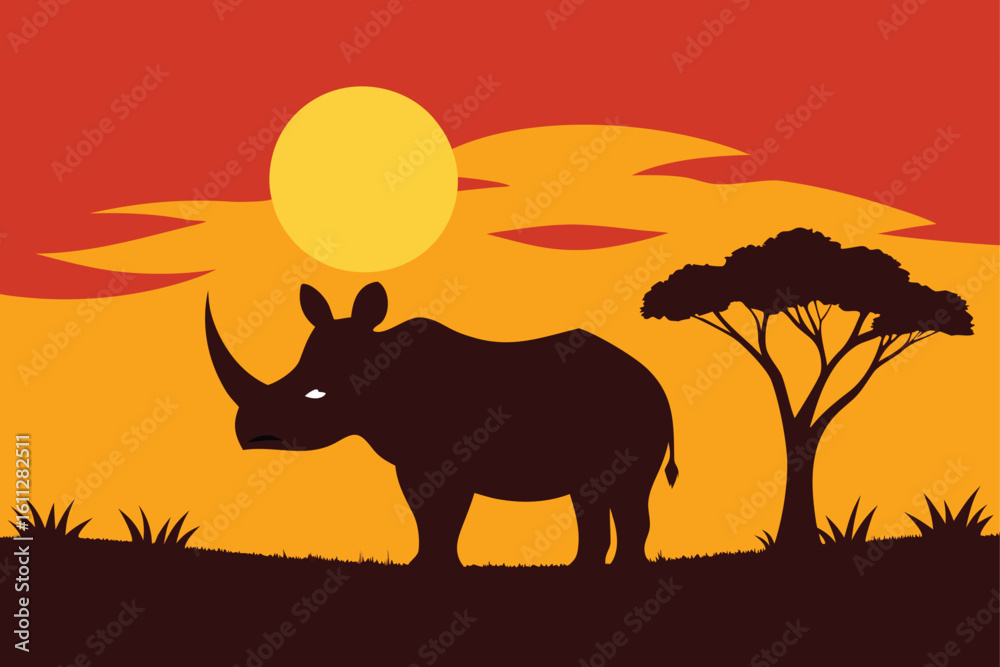 Fototapeta premium silhouette of a giraffe