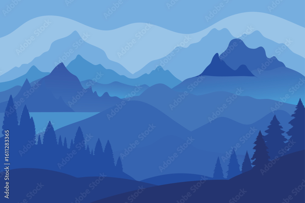 Naklejka premium mountain landscape with clouds