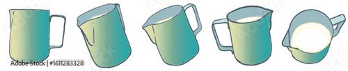 Milk Pitcher Gradient Series: Hand-drawn Laboratory Style Water Jug and Measuring Cup Set for Coffee, Chemistry, and Kitchen Tools